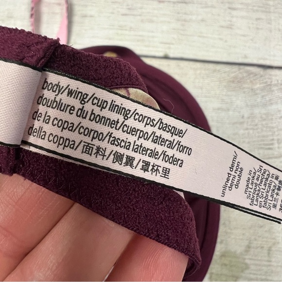 Victoria's Secret Floral Bra Unlined Demi Pink Leopard Size 36C - Picture 6 of 6